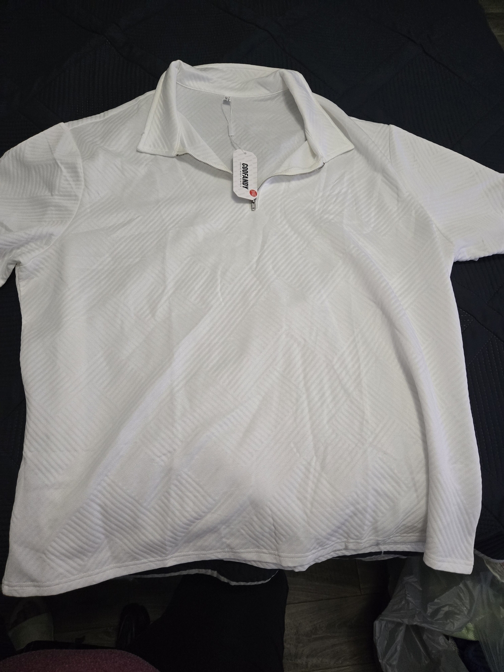 Men's White Short-Sleeve Polo with Zip Collar - Clean Performance Style